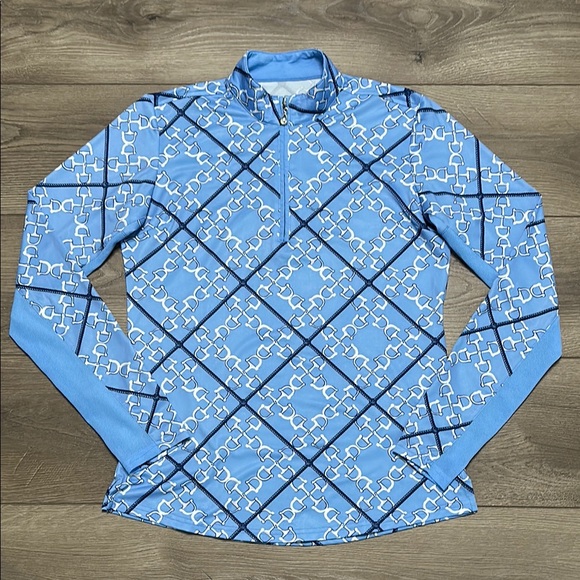 Sansoleil Tops - SanSoleil Solshine 1/4 Zip Mock Long Sleeve Golf Top Blue Print Size Small